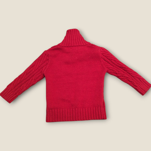 CAT & JACK Red Heavy Cable Knit Sweater with Button 2T - Picture 1 of 6